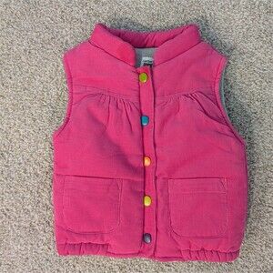 Carter's Corduroy Pink Puffer Vest Baby 12 Months Lined Colorful Polka Dot Snaps